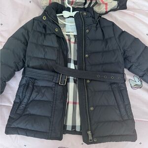 Burberry Black Kids Puffer Coat with Belt